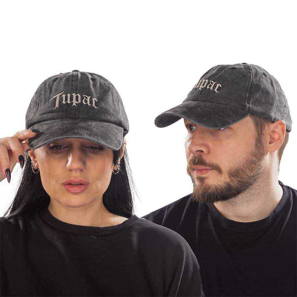 Tupac Unisex Baseball Cap: Gothic Logo (Charcoal Grey)