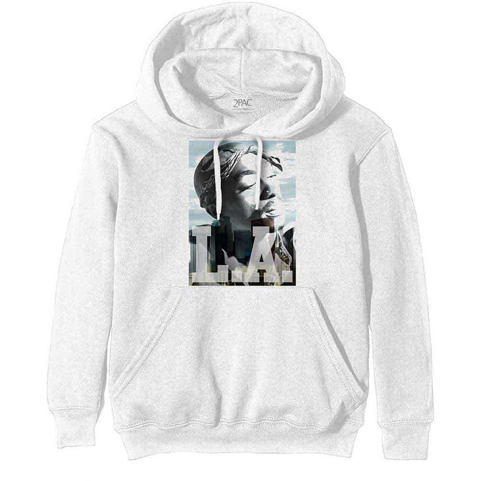 Tupac Unisex Hoodie: LA Skyline - white