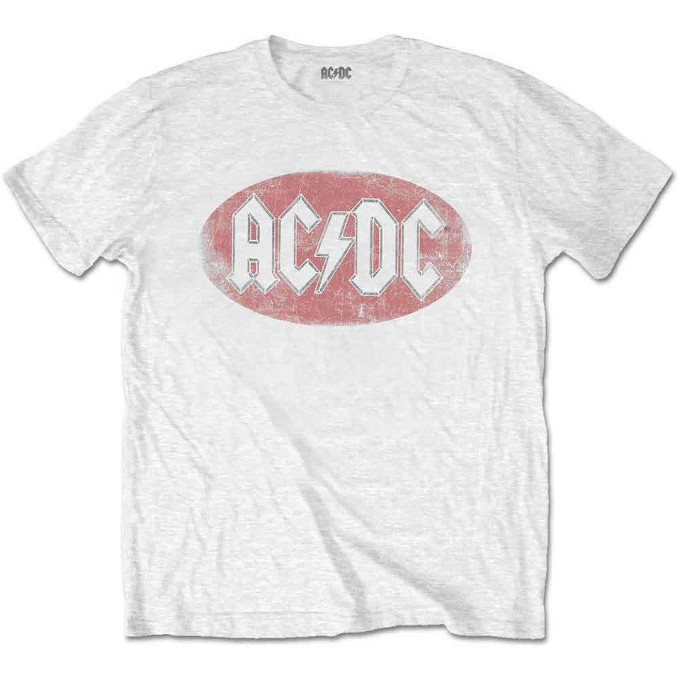 AC/DC - Oval Logo Vintage - white