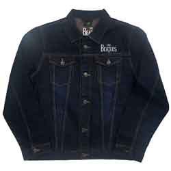 Veste en Jean Unisexe The Beatles : Logo Tambour (Imprimé au Dos) - bleu denim