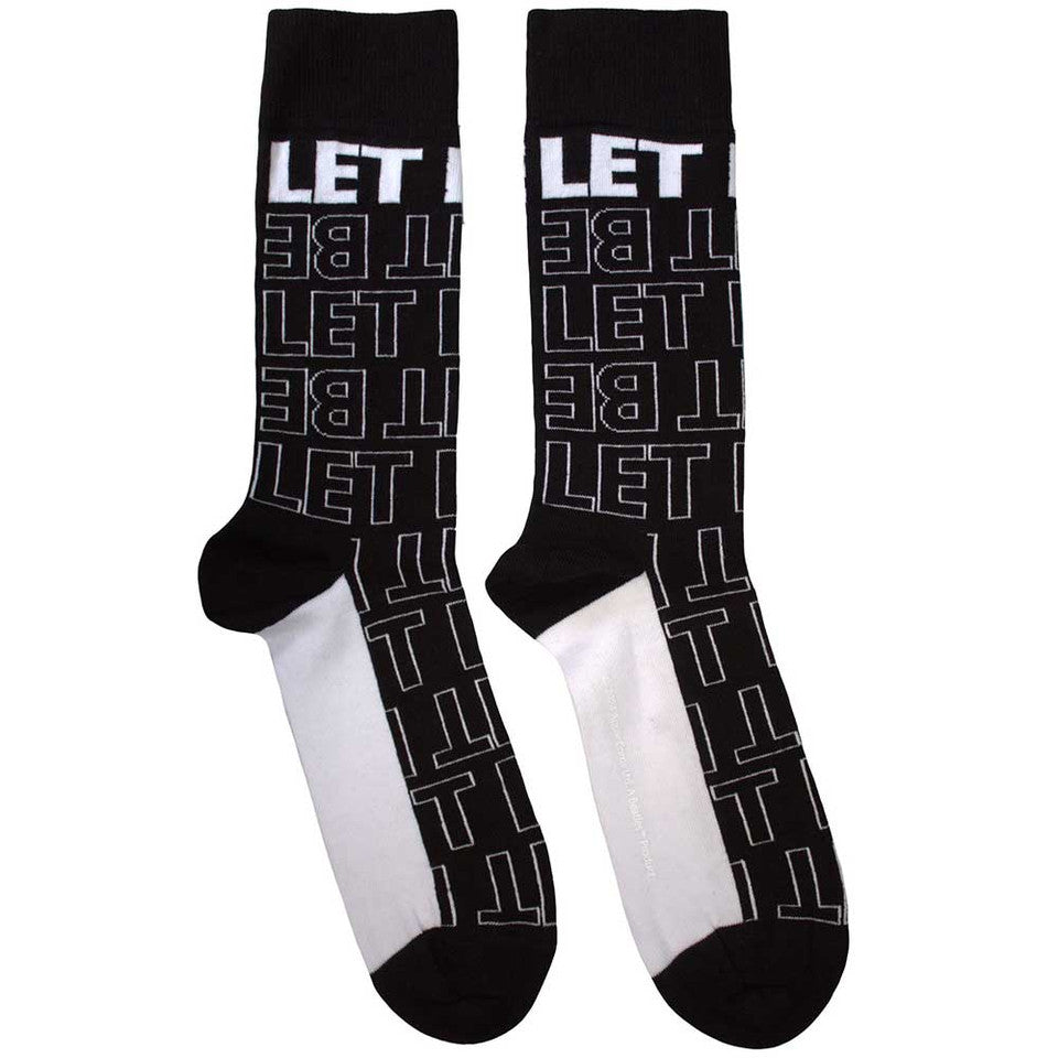 The Beatles Chaussettes Unisexes Basses : Let It Be Texte Outlines Répété (Noir)