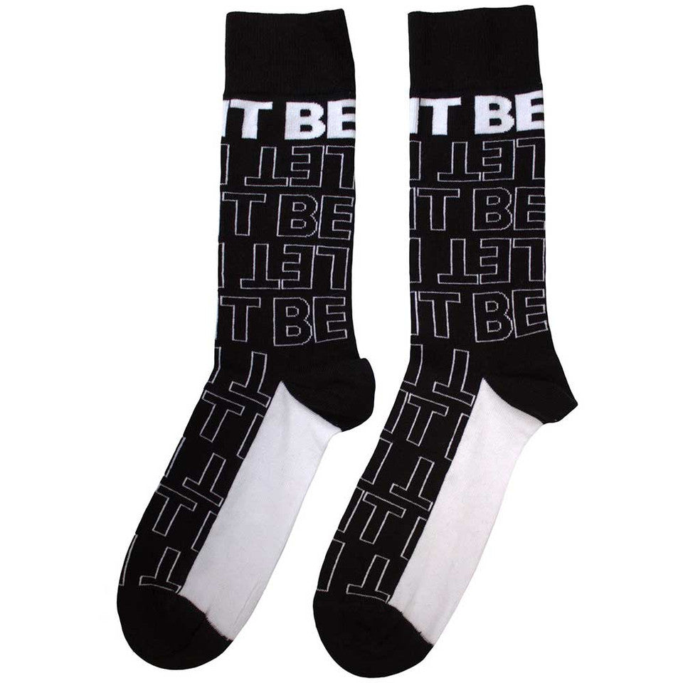 The Beatles Unisex Ankle Socks: Let It Be Text Outlines Repeat (Black)