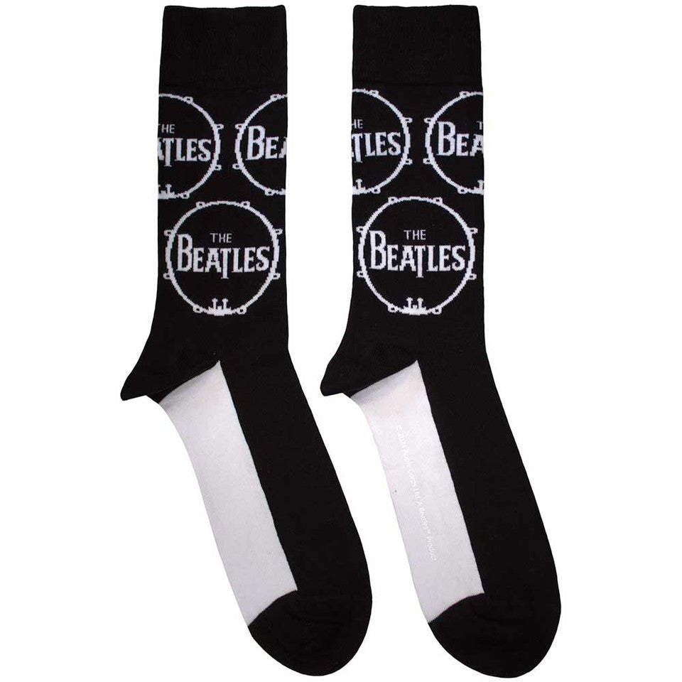 The Beatles Unisex Ankle Socks: Drum Logo Repeat (Black)
