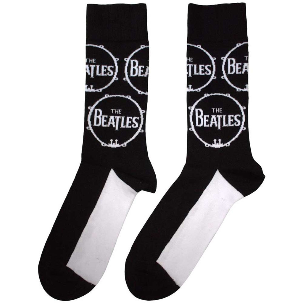 The Beatles Unisex Ankle Socks: Drum Logo Repeat (Black)