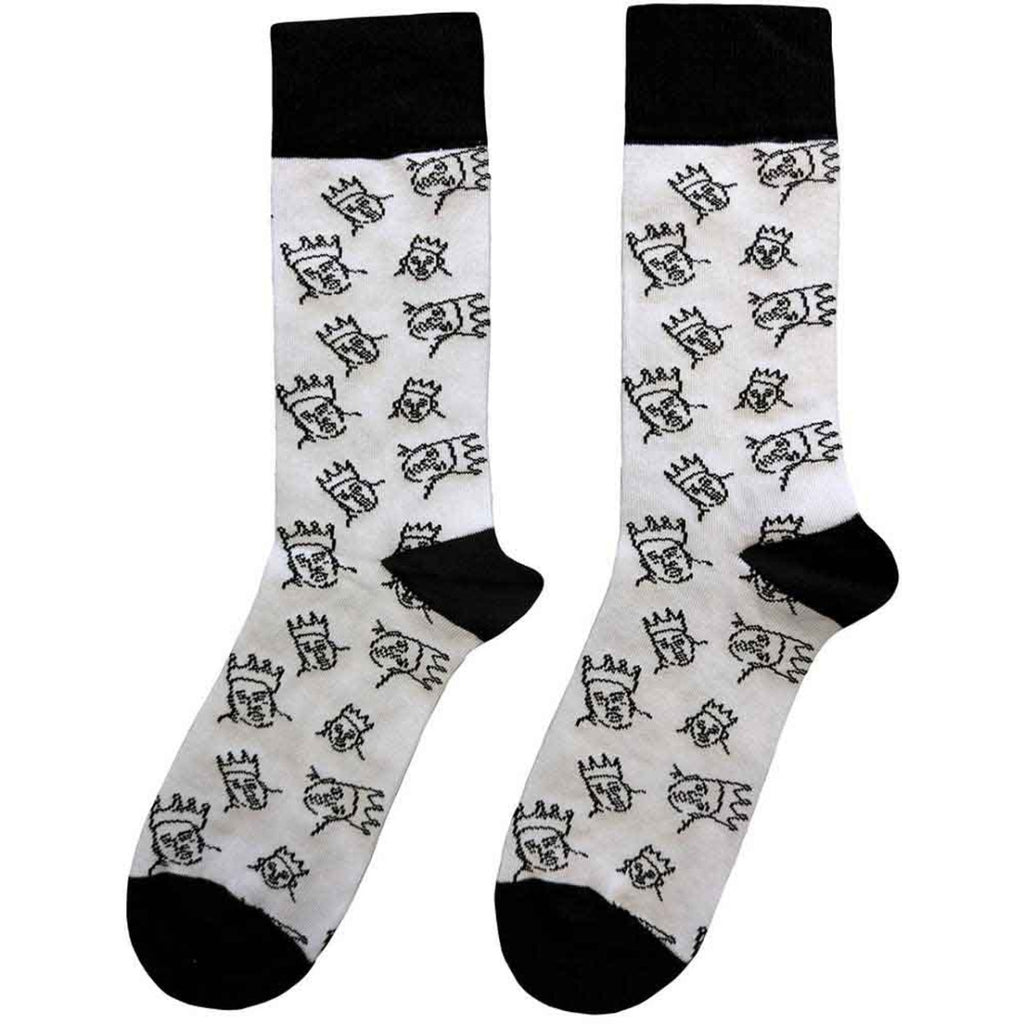 Chaussettes montantes unisexes Biggie Smalls : Dessinées à la main (Blanc) (Taille UK 7 - 11)