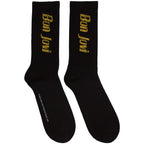 Bon Jovi Unisex Terry Socks: Yellow Logo (Black) (EU Size 40 - 45)