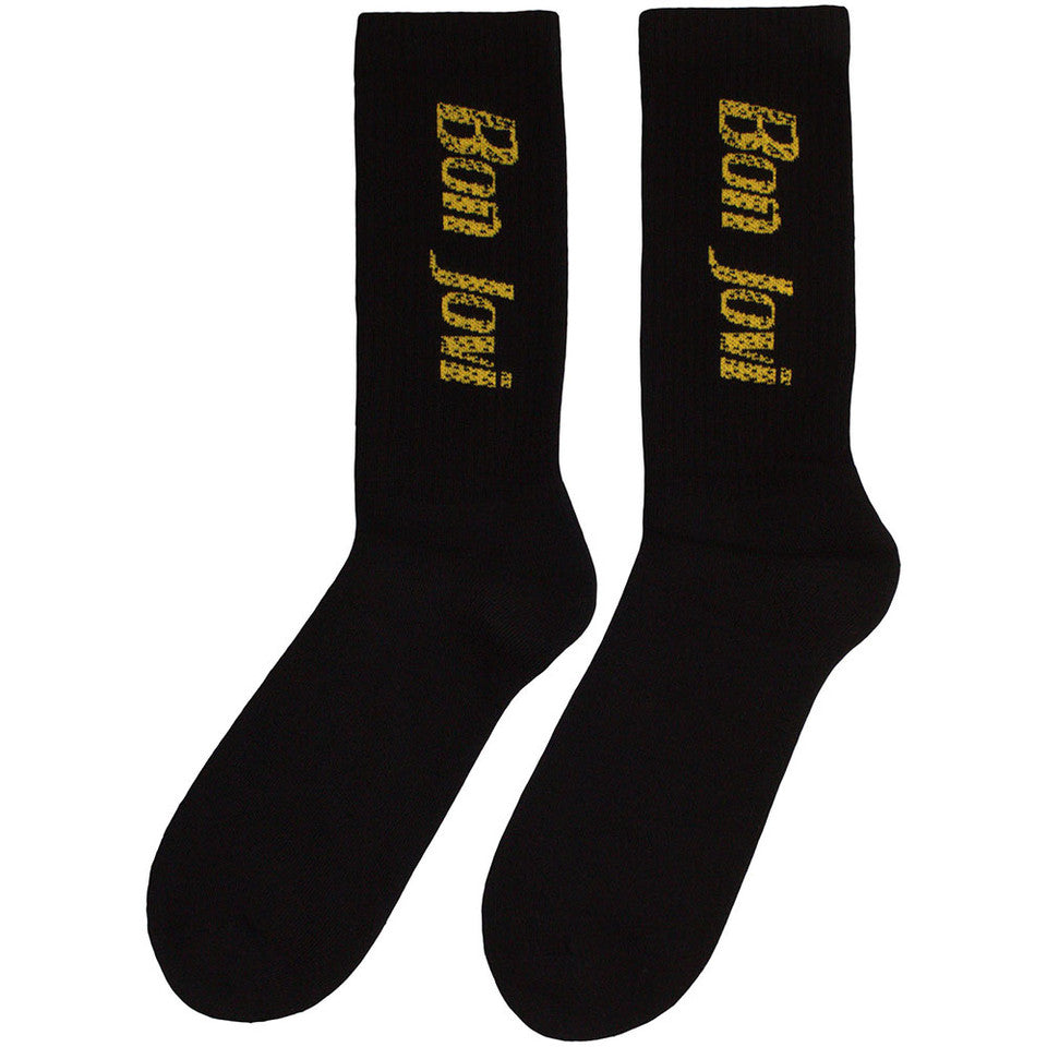 Bon Jovi Chaussettes en éponge unisexe : Logo Jaune (Noir) (Taille UK 7 - 11)