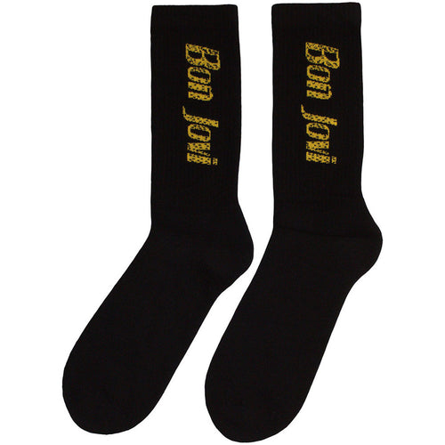 Bon Jovi Chaussettes en éponge unisexe : Logo Jaune (Noir) (Taille UK 7 - 11)