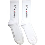 Bon Jovi Unisex Terry Socks: Heart (White) (EU Size 40 - 45)