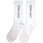 Bon Jovi Unisex Terry Socks: Heart (White) (EU Size 40 - 45)