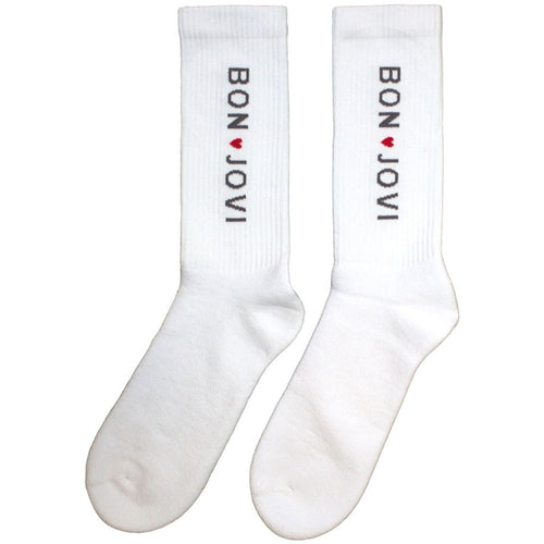 Chaussettes en tissu éponge unisexe Bon Jovi : Cœur (Blanc) (Taille UK 7 - 11)