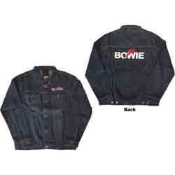 Veste en jean unisexe David Bowie : logo éclair (impression au dos) - bleu denim