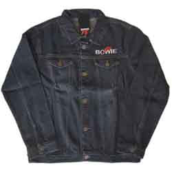 Veste en jean unisexe David Bowie : logo éclair (impression au dos) - bleu denim