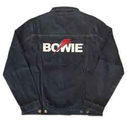 Veste en jean unisexe David Bowie : logo éclair (impression au dos) - bleu denim