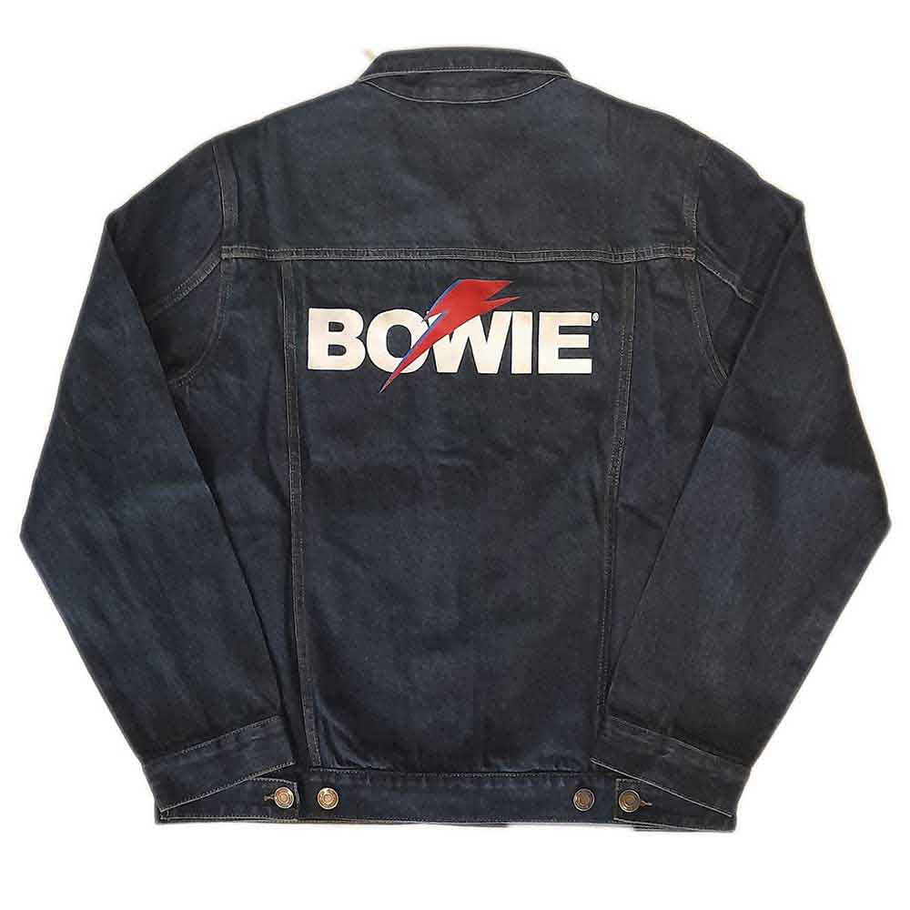 David Bowie Unisex Denim Jacket: Flash Logo (Back Print) - denim blue