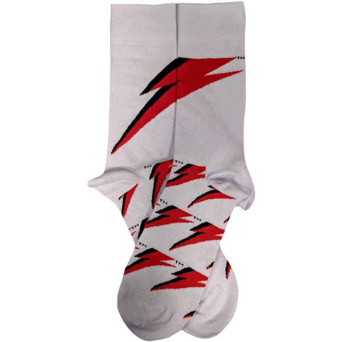 Chaussettes courtes unisexes David Bowie : Flash (Blanches) (Taille UK 7 - 11)
