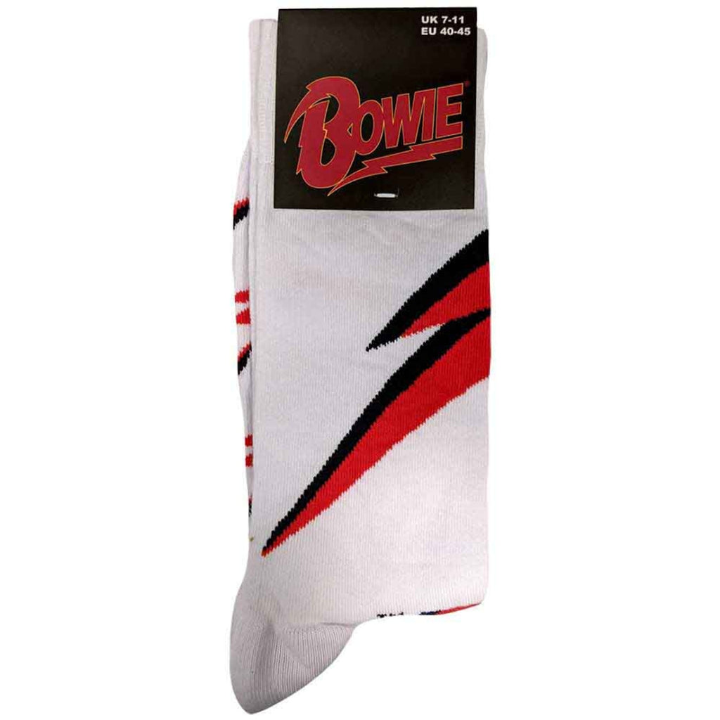 David Bowie Unisex Ankle Socks: Flash (White) (UK Size 7 - 11)