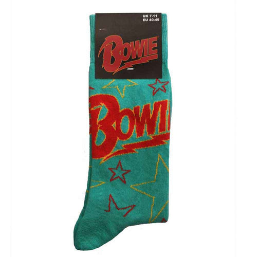 Chaussettes de cheville unisexe David Bowie : Contour d'étoiles (vert) (taille britannique 7 - 11)