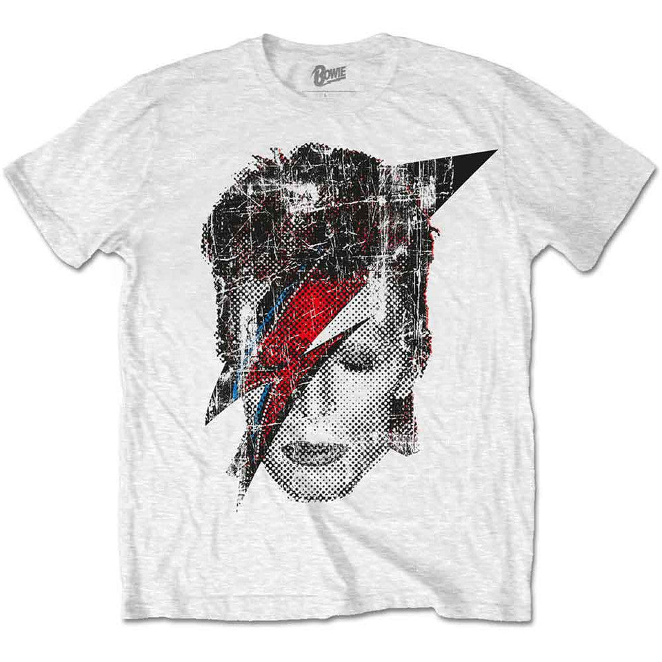 David Bowie - Halftone Flash Face - white