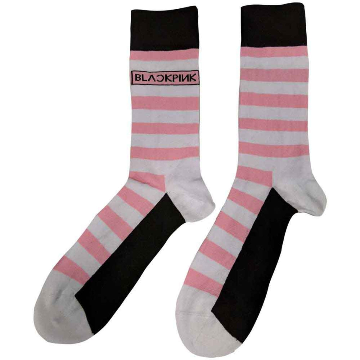 BlackPink Unisex Ankle Socks: Stripes & Logo (White) (UK Size 7 - 11)