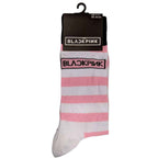 BlackPink Unisex Ankle Socks: Stripes & Logo (White) (EU Size 40 - 45)