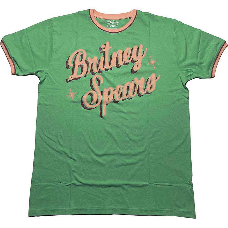 Britney Spears Unisex Ringer T-Shirt: Retro Text - green