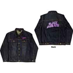 Veste en jean unisexe Black Sabbath : logo ondulé (impression au dos) - bleu jean