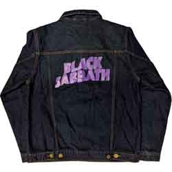 Veste en jean unisexe Black Sabbath : logo ondulé (impression au dos) - bleu jean