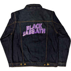 Veste en jean unisexe Black Sabbath : logo ondulé (impression au dos) - bleu jean