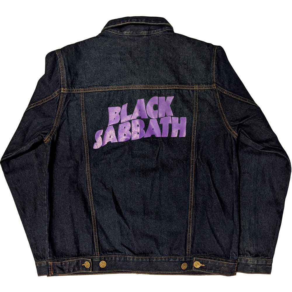 Black Sabbath Unisex Denim Jacket: Wavy Logo (Back Print) - denim blue