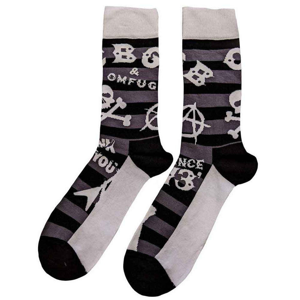 CBGB Unisex Ankle Socks: Logos Striped (Black) (UK Size 7 - 11)