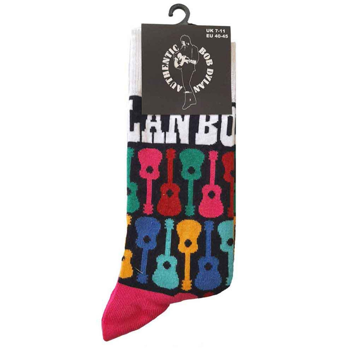 Bob Dylan Unisex Ankle Socks: Guitar Pattern (Black & Multicolour) (UK Size 7 - 11)