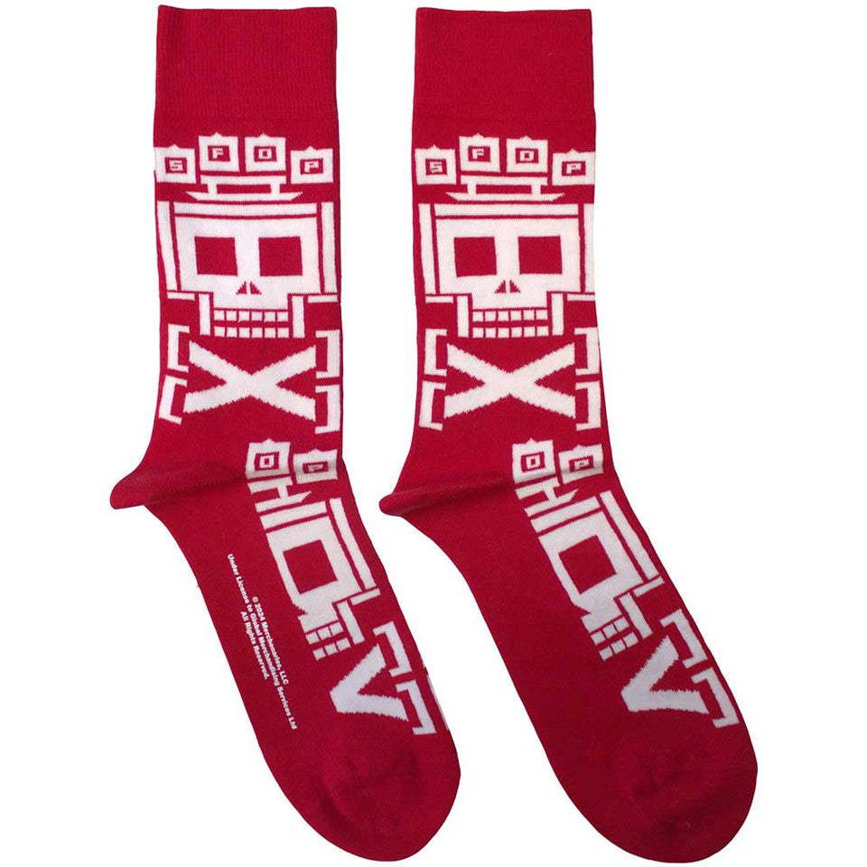 Chaussettes de cheville unisexe Five Finger Death Punch : Pixeled Skull Repeat (Rouge)