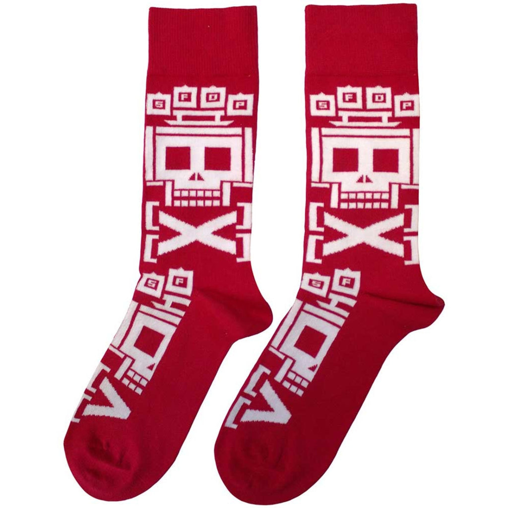 Chaussettes de cheville unisexe Five Finger Death Punch : Pixeled Skull Repeat (Rouge)
