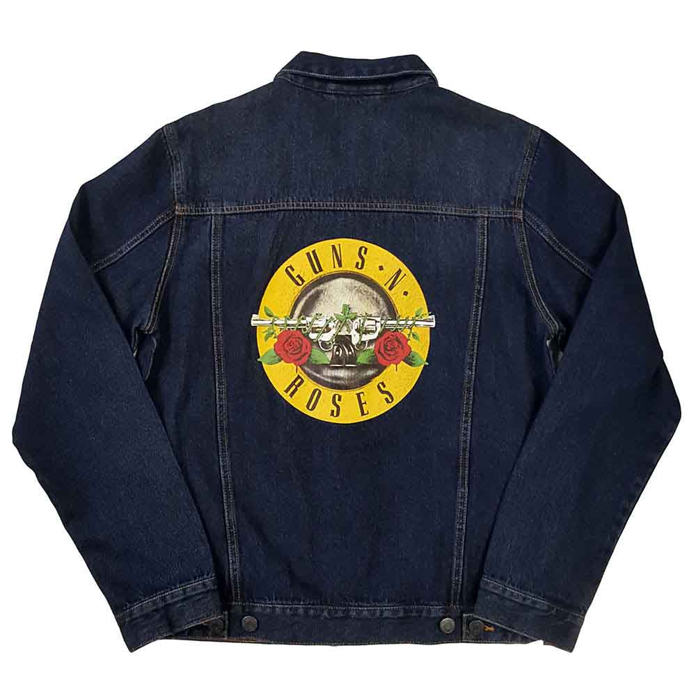 Guns N' Roses Unisex Denim Jacket: Classic Logo (Back Print) - denim blue