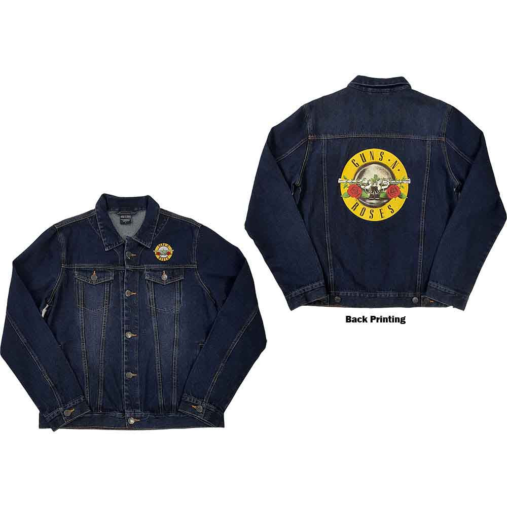 Veste en Jean Mixte Guns N' Roses : Logo Classique (Impression au Dos) - denim bleu