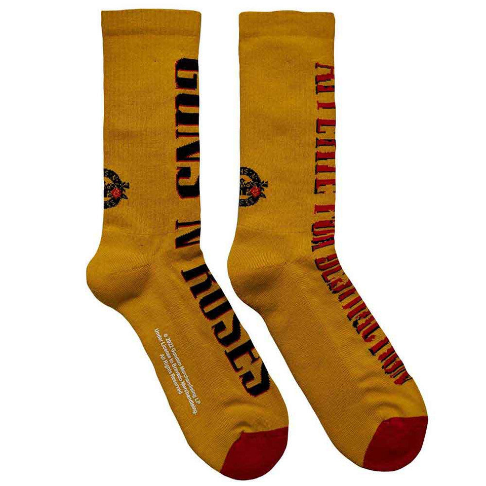 Guns N' Roses Unisex Terry Socks: Appetite for Destruction (Yellow) (UK Size 7 - 11)