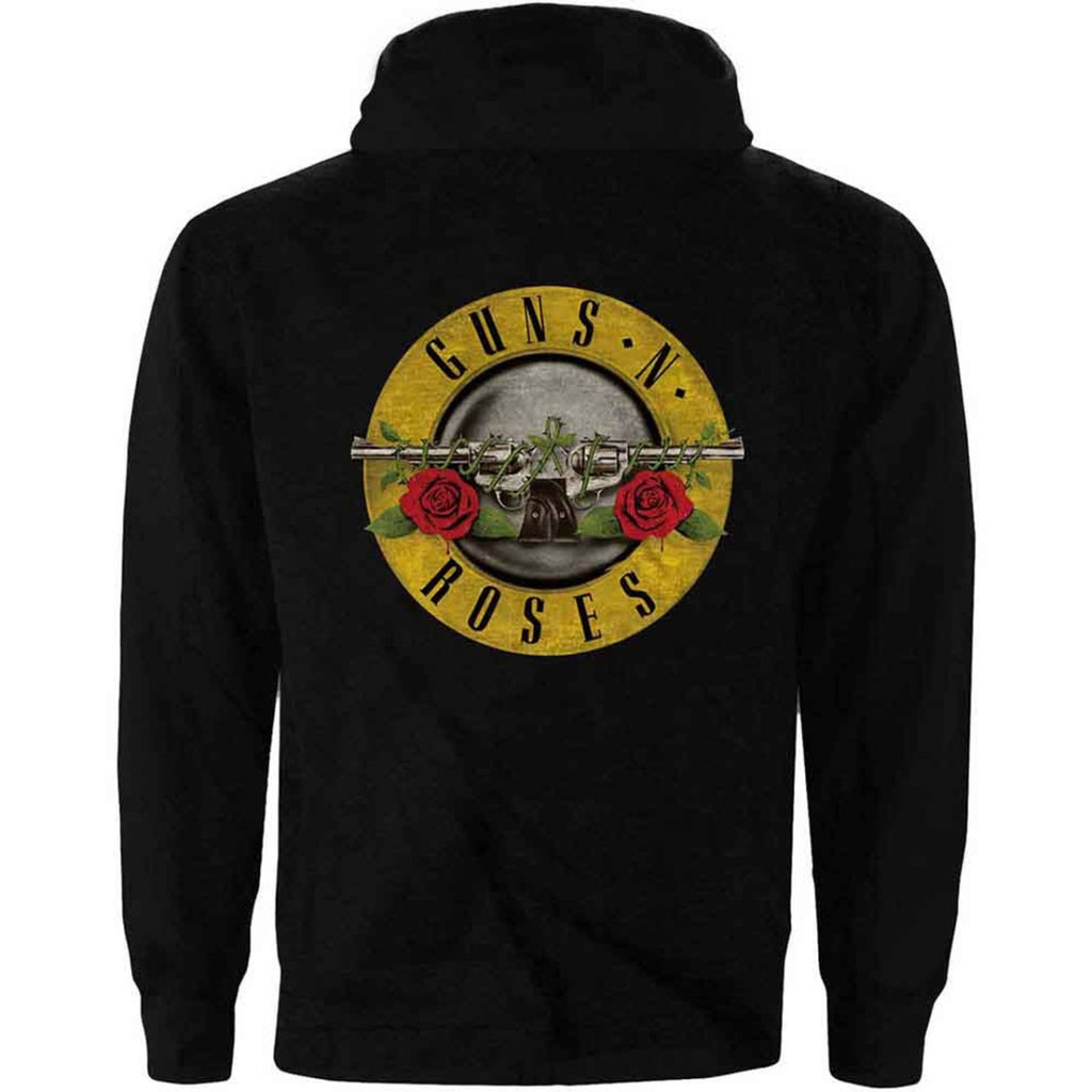 Sweat zippé à capuche unisexe Guns N' Roses : Logo classique (imprimé dos) - noir