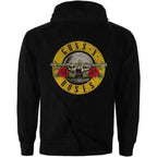 Guns N' Roses Unisex Zipped Hoodie: Classic Logo (Back Print) - black