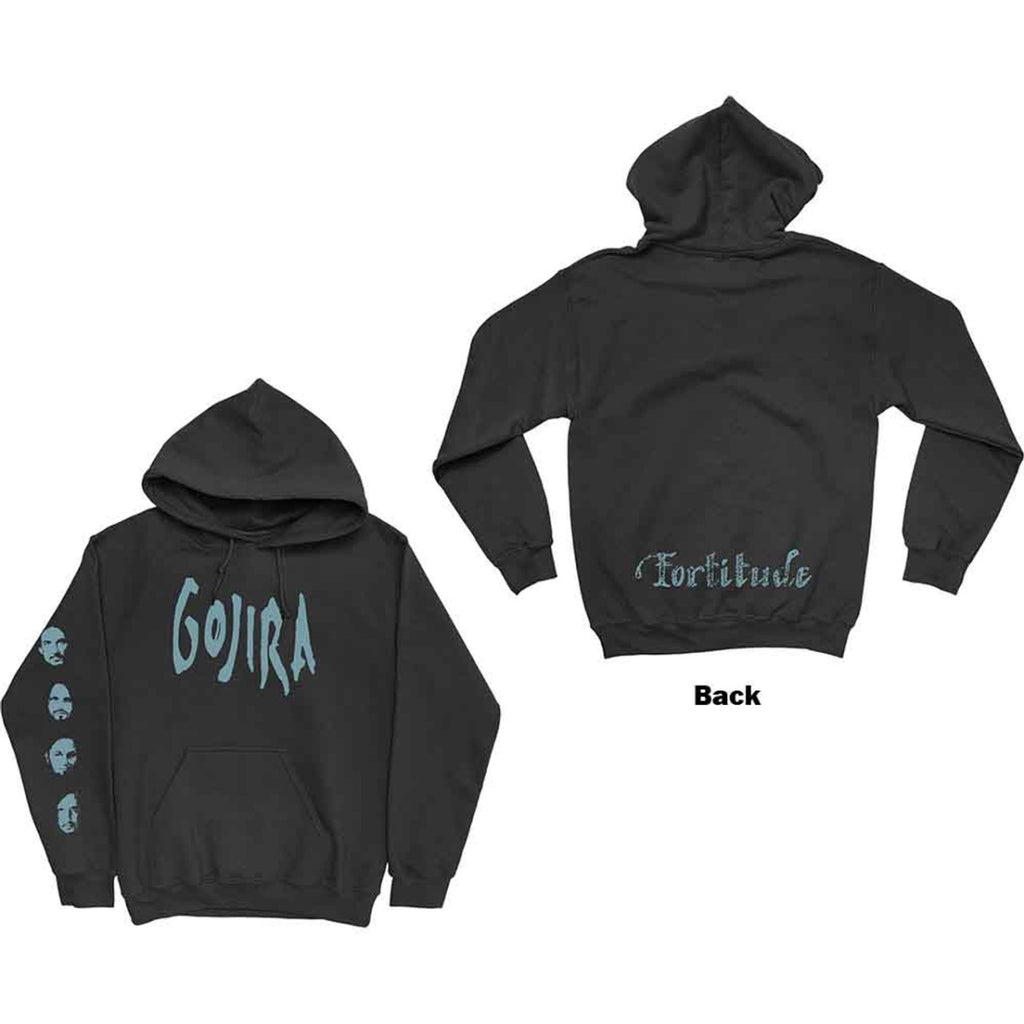 Gojira Unisex Pullover Hoodie : Fortitude Faces (Impression Dos et Manches) - noir