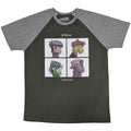 T-shirt unisexe Gorillaz à manches raglan : Demon Days vert kaki et gris