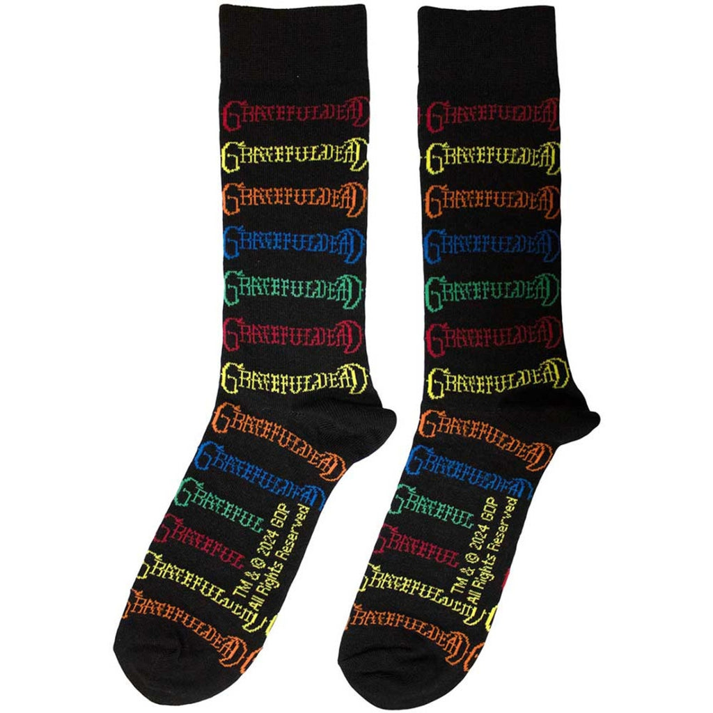 Grateful Dead Unisex Ankle Socks: Coloured Logos Pattern (Black) (UK Size 6 - 11)