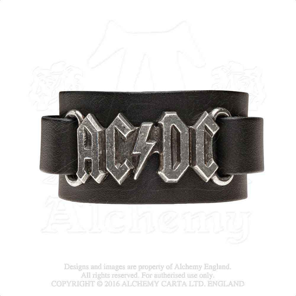 AC/DC Leather Wrist Strap: Logo