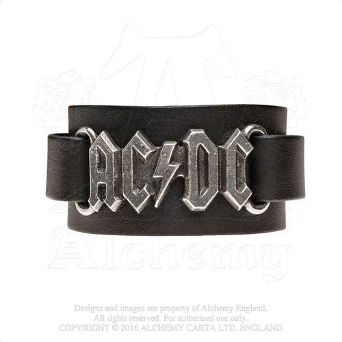 AC/DC Leather Wrist Strap: Logo