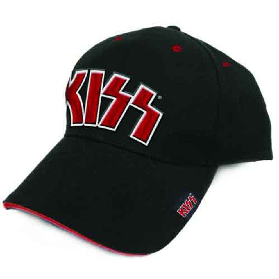 Casquette de baseball unisexe KISS : logo rouge sur blanc (noir)
