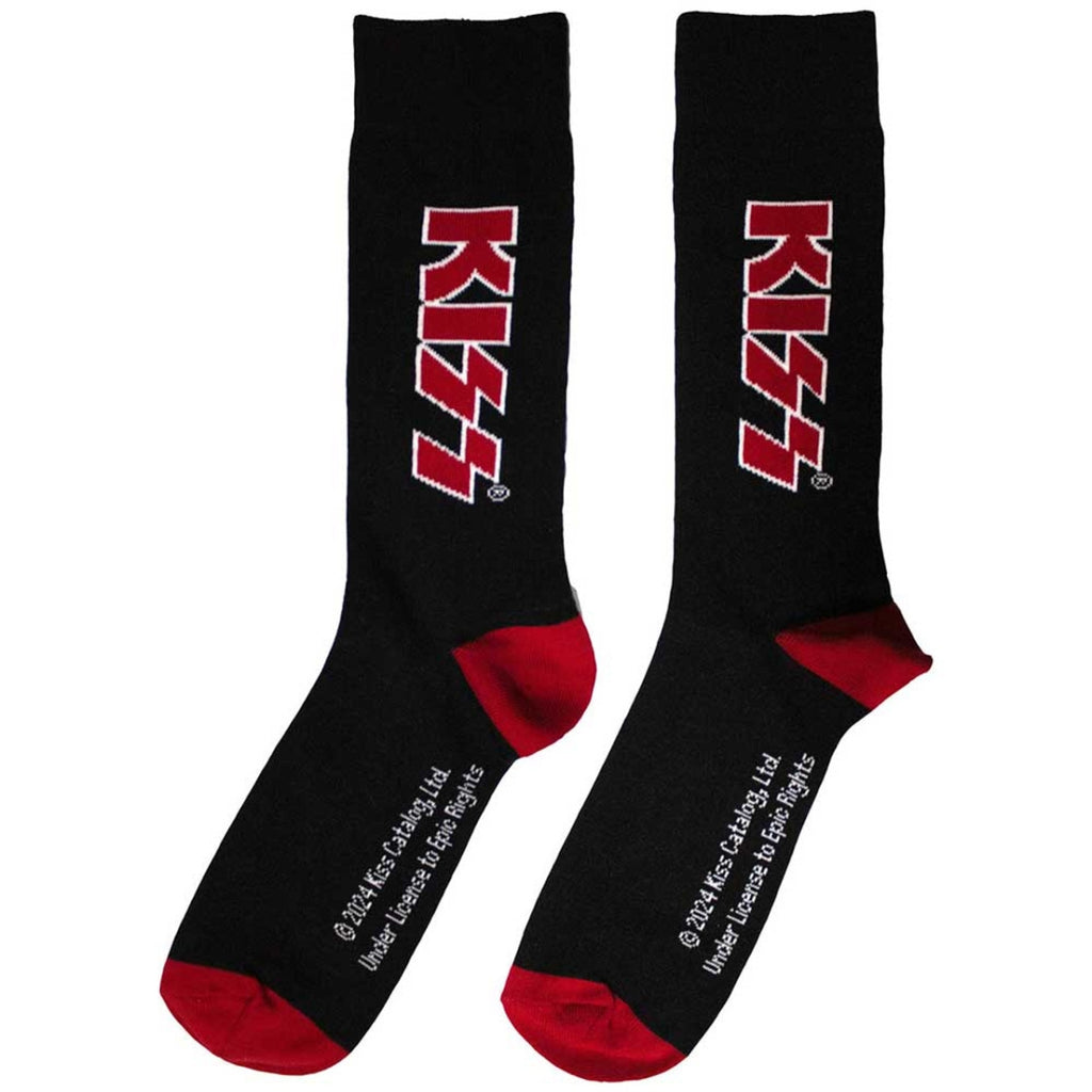 KISS Chaussettes Courtes Unisexes : Logo Rouge (Noir) (Pointure UK 6 - 11)