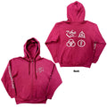 Led Zeppelin Unisex Zipped Hoodie: Symbols (Back Print) - maroon red
