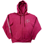 Led Zeppelin Sweat à capuche zippé unisexe : Symboles (imprimé dos) - rouge bordeaux