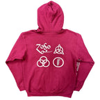Led Zeppelin Sweat à capuche zippé unisexe : Symboles (imprimé dos) - rouge bordeaux