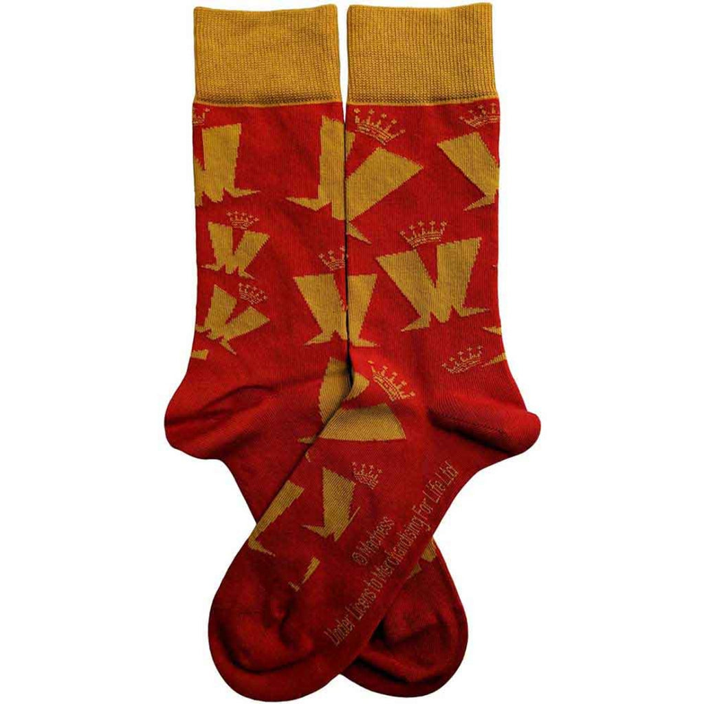 Chaussettes courtes unisexes Madness : Motif couronne et M (Rouge) (Taille unique 40-45)